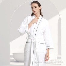 Waffle Bathrobe with Piping for Adults